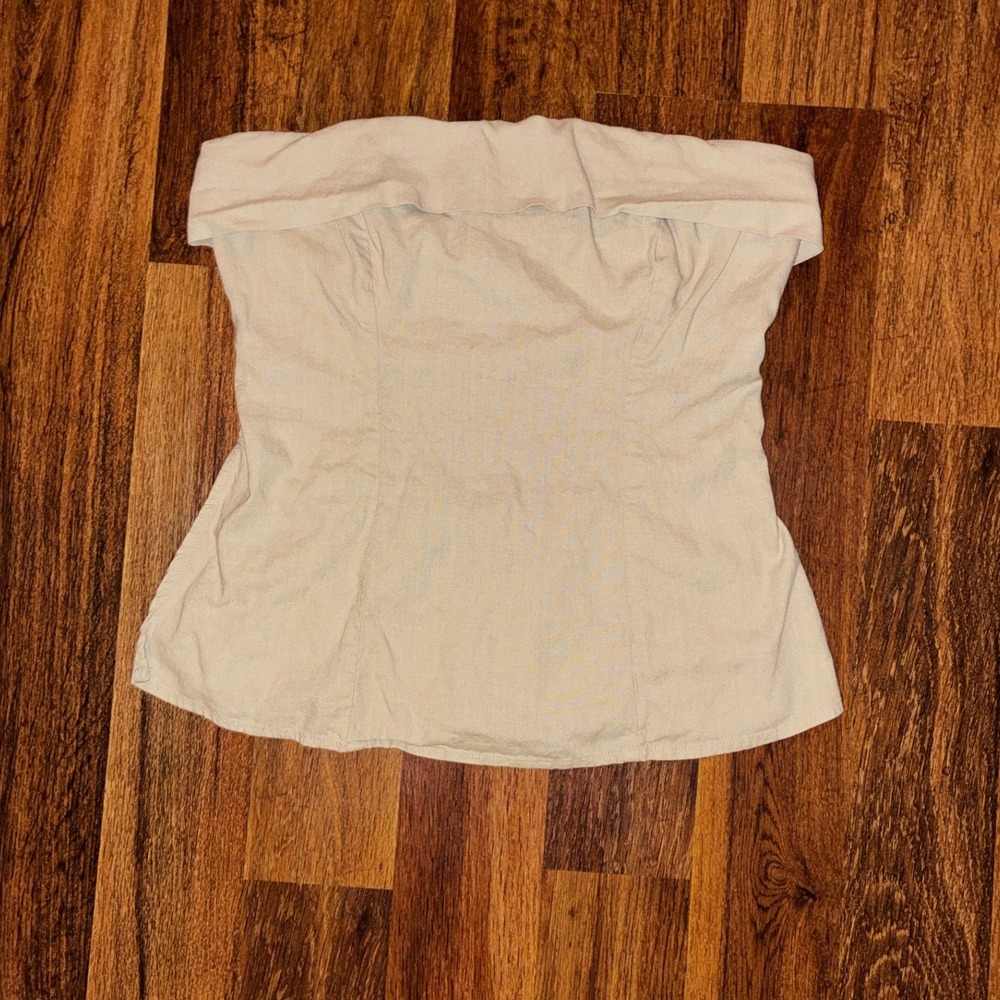 Wild Fable Womens Small Beige Strapless Fold Over Smocked Back Tube Top Tan